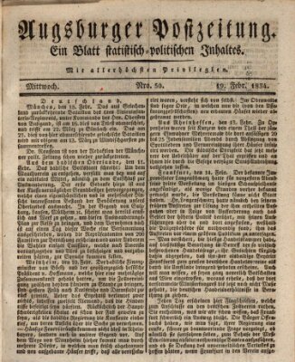 Augsburger Postzeitung Mittwoch 19. Februar 1834