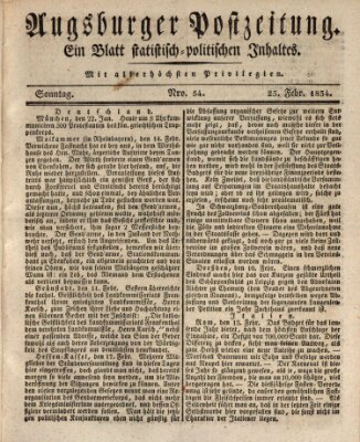 Augsburger Postzeitung Sonntag 23. Februar 1834