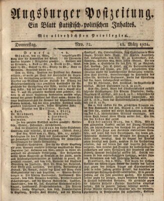 Augsburger Postzeitung Donnerstag 13. März 1834