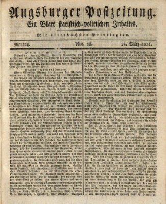 Augsburger Postzeitung Montag 24. März 1834