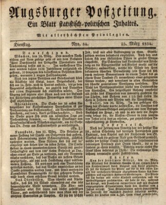 Augsburger Postzeitung Dienstag 25. März 1834