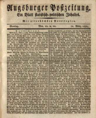 Augsburger Postzeitung Montag 31. März 1834
