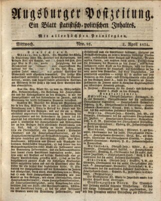 Augsburger Postzeitung Mittwoch 2. April 1834