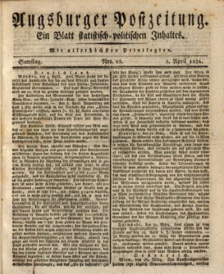 Augsburger Postzeitung Samstag 5. April 1834