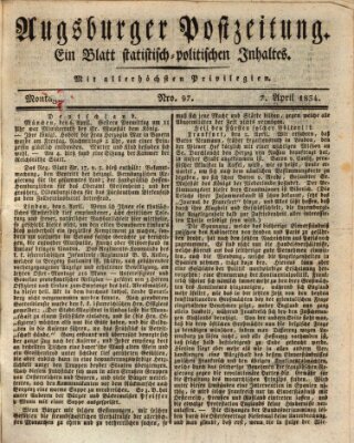 Augsburger Postzeitung Montag 7. April 1834
