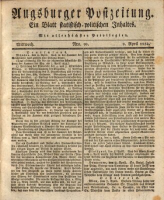 Augsburger Postzeitung Mittwoch 9. April 1834