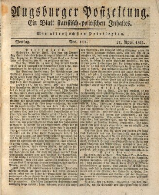 Augsburger Postzeitung Montag 21. April 1834