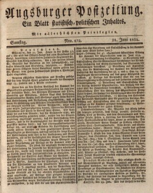 Augsburger Postzeitung Samstag 21. Juni 1834