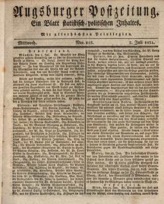 Augsburger Postzeitung Mittwoch 2. Juli 1834