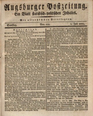 Augsburger Postzeitung Samstag 5. Juli 1834