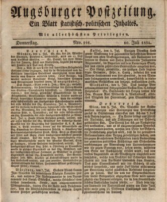 Augsburger Postzeitung Donnerstag 10. Juli 1834