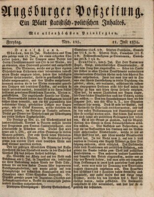 Augsburger Postzeitung Freitag 11. Juli 1834