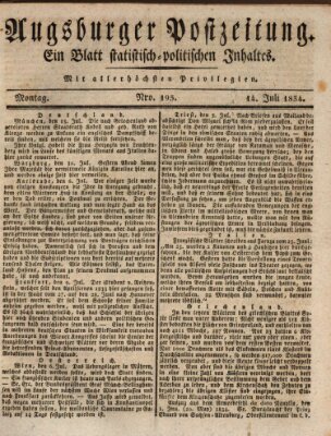 Augsburger Postzeitung Montag 14. Juli 1834