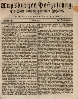 Augsburger Postzeitung Mittwoch 16. Juli 1834