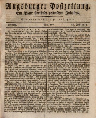 Augsburger Postzeitung Freitag 18. Juli 1834