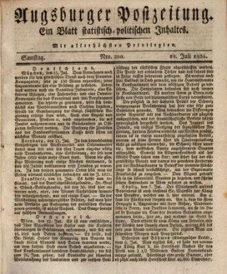 Augsburger Postzeitung Samstag 19. Juli 1834