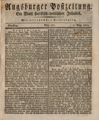 Augsburger Postzeitung Dienstag 5. August 1834