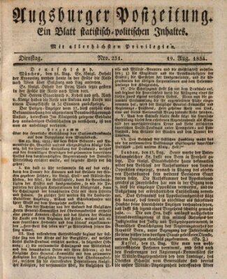 Augsburger Postzeitung Dienstag 19. August 1834