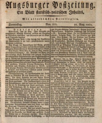 Augsburger Postzeitung Donnerstag 21. August 1834