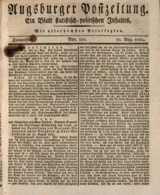 Augsburger Postzeitung Donnerstag 28. August 1834