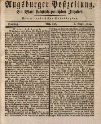 Augsburger Postzeitung Dienstag 2. September 1834