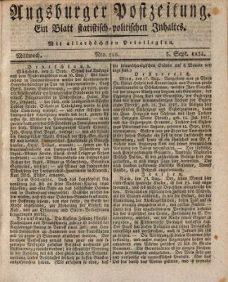 Augsburger Postzeitung Mittwoch 3. September 1834