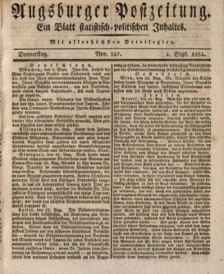 Augsburger Postzeitung Donnerstag 4. September 1834