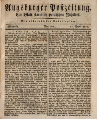 Augsburger Postzeitung Mittwoch 17. September 1834