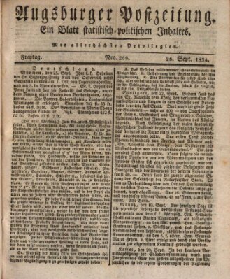 Augsburger Postzeitung Freitag 26. September 1834