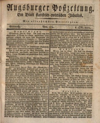 Augsburger Postzeitung Mittwoch 1. Oktober 1834