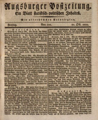 Augsburger Postzeitung Freitag 10. Oktober 1834