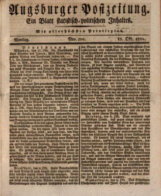 Augsburger Postzeitung Montag 13. Oktober 1834