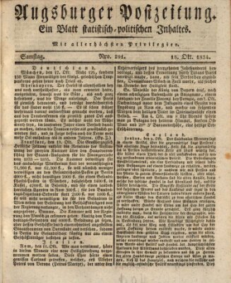 Augsburger Postzeitung Samstag 18. Oktober 1834