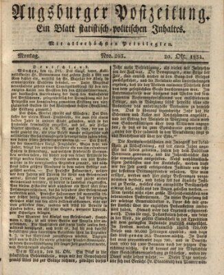 Augsburger Postzeitung Montag 20. Oktober 1834