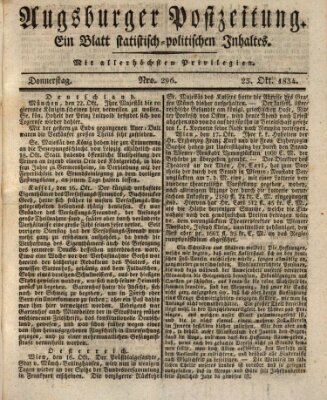 Augsburger Postzeitung Donnerstag 23. Oktober 1834