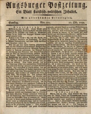 Augsburger Postzeitung Samstag 25. Oktober 1834