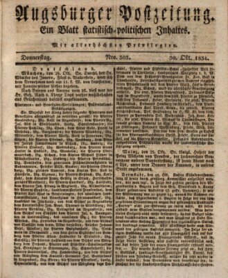 Augsburger Postzeitung Donnerstag 30. Oktober 1834