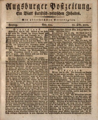 Augsburger Postzeitung Freitag 31. Oktober 1834