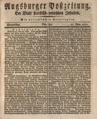 Augsburger Postzeitung Donnerstag 27. November 1834