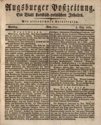 Augsburger Postzeitung Montag 1. Dezember 1834