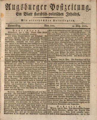 Augsburger Postzeitung Donnerstag 4. Dezember 1834