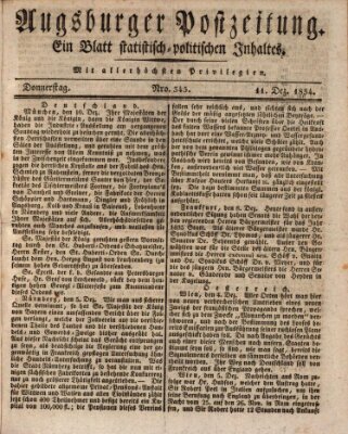 Augsburger Postzeitung Donnerstag 11. Dezember 1834