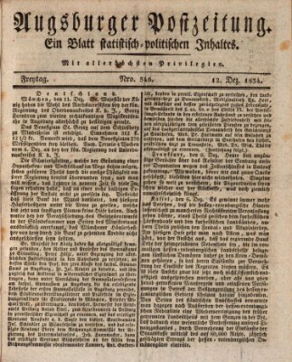 Augsburger Postzeitung Freitag 12. Dezember 1834