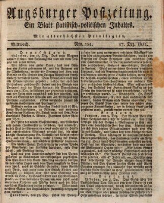 Augsburger Postzeitung Mittwoch 17. Dezember 1834