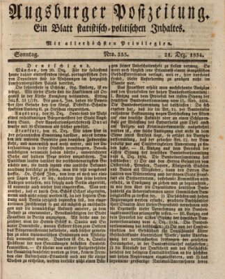 Augsburger Postzeitung Sonntag 21. Dezember 1834