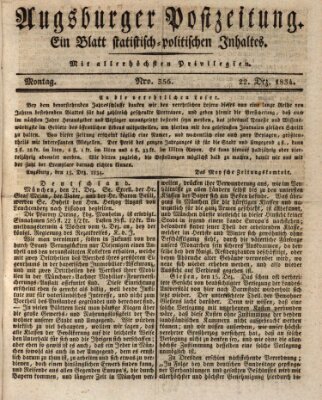 Augsburger Postzeitung Montag 22. Dezember 1834