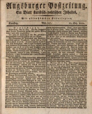 Augsburger Postzeitung Dienstag 23. Dezember 1834