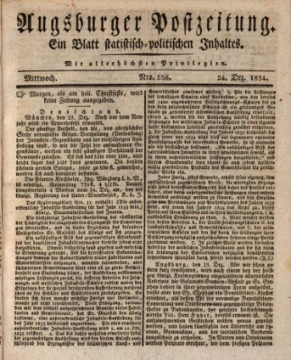 Augsburger Postzeitung Mittwoch 24. Dezember 1834