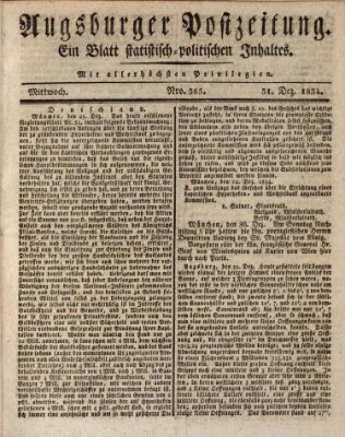 Augsburger Postzeitung Mittwoch 31. Dezember 1834