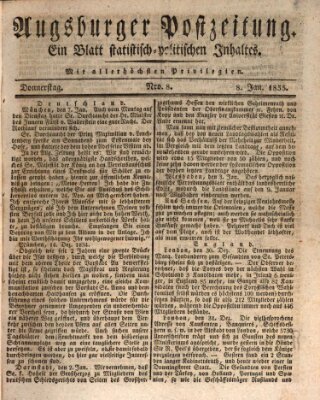 Augsburger Postzeitung Donnerstag 8. Januar 1835